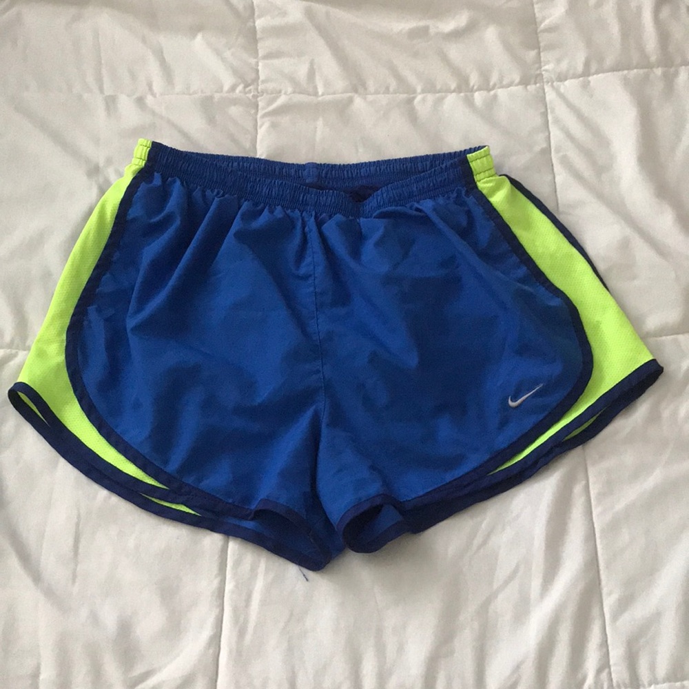 Nike Dri-Fit Women’s blue yellow running shorts M